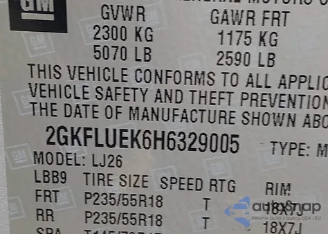 2017 GMC Terrain Slt z USA, uszkodzony, nr VIN 2GKFLUEK6H6329005